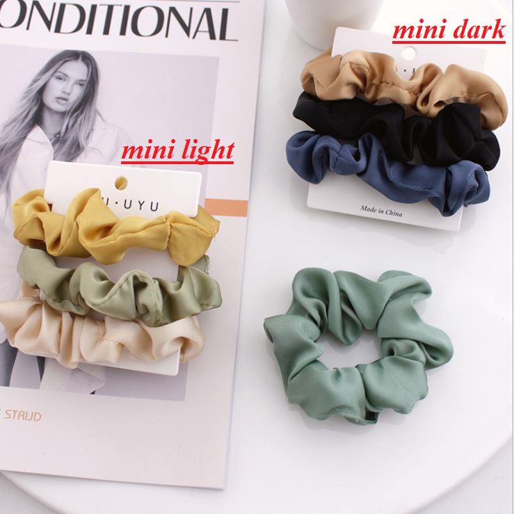 3 Pcs/Set Scrunchie Mini 7-8 cm - Kunciran / Ikat Rambut Cepol Hijab / Jilbab [Gratis Ongkir / Cod]