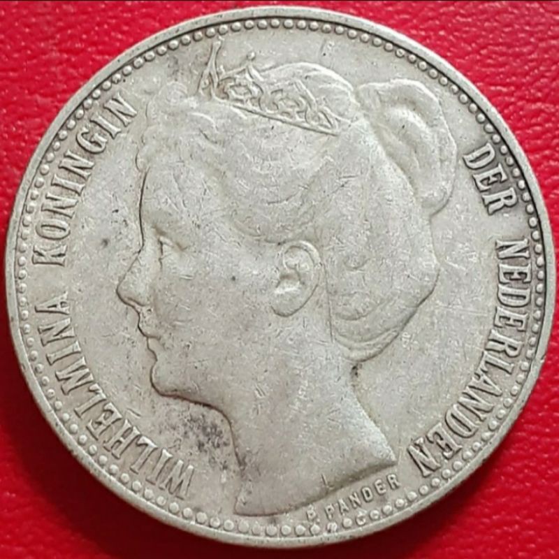Uang KoPerak Kuno 1 Gulden Wilhelmina Mahkota Tahun 1898 Rare Silver Coin