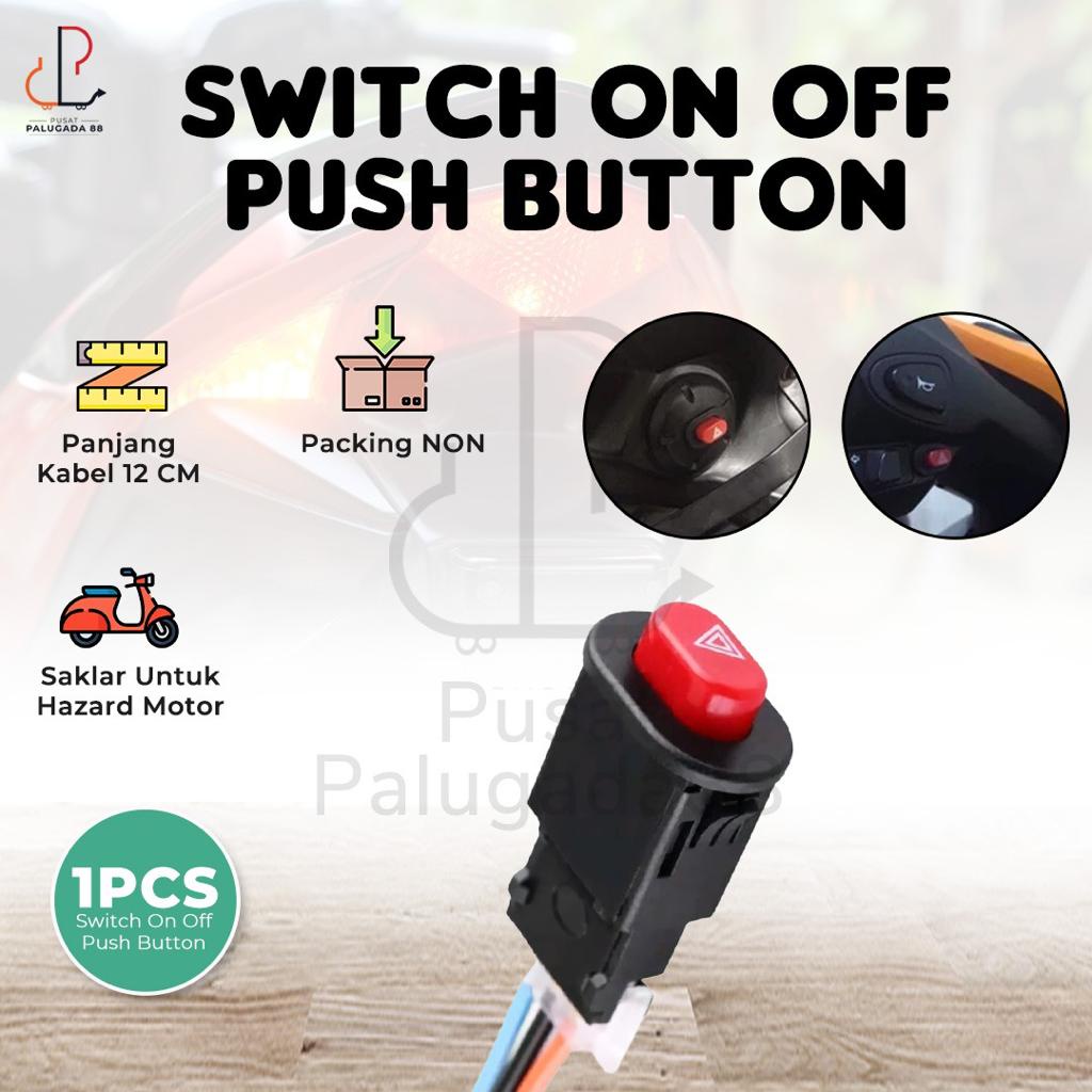 Saklar Switch Tombol Hazard On Off LED Motor Mobil Lampu UNIVERSAL Lampu tengah hazzard Kedip 2 Convoi Convoy Hazard On push button sen