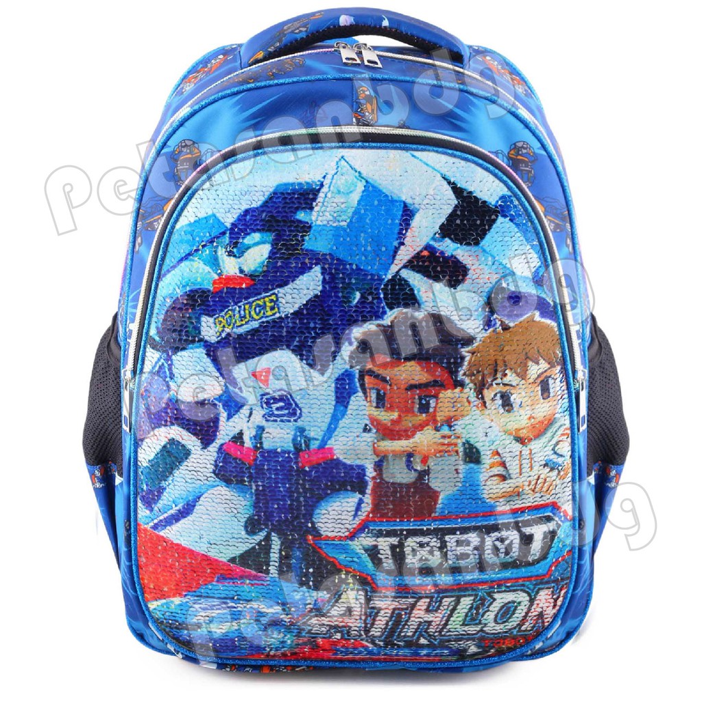 PTS - Ransel Sekolah Anak Karakter Tobot &amp; Tayoe - Mission Ice - Ransel Model Usap/Swipe Boys + FREE BOT