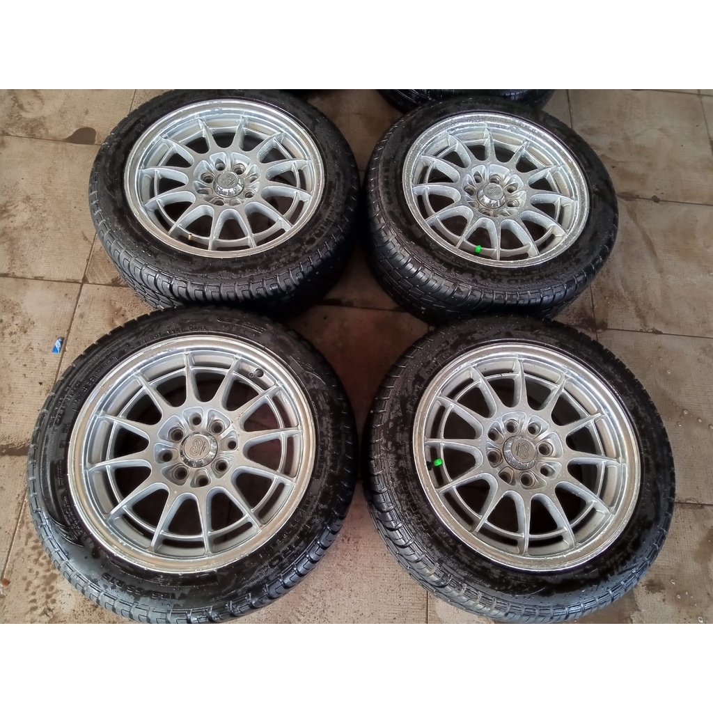 Velg Bekas Mobil ENKEI SPIDER Ring 15 Lebar 7 Lubang 4X100/114,3 SILVER + BAN GT-RADIAL 185 55 R15 U