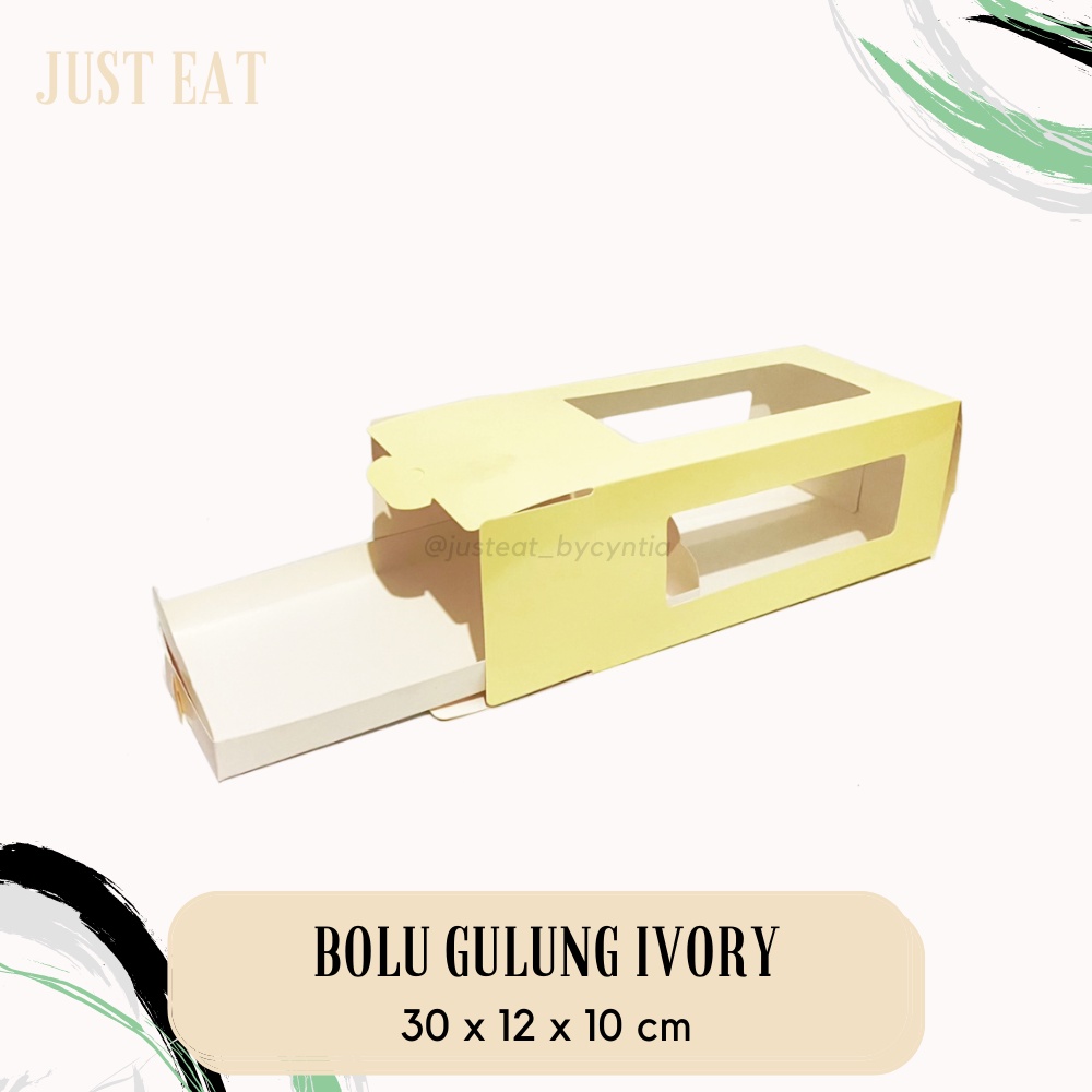 Box Bolu Gulung Ivory Polos 30X12X10 cm (10 pcs) / Box Bolu Gulung Tenteng / Kotak Kue Lapis / Box B