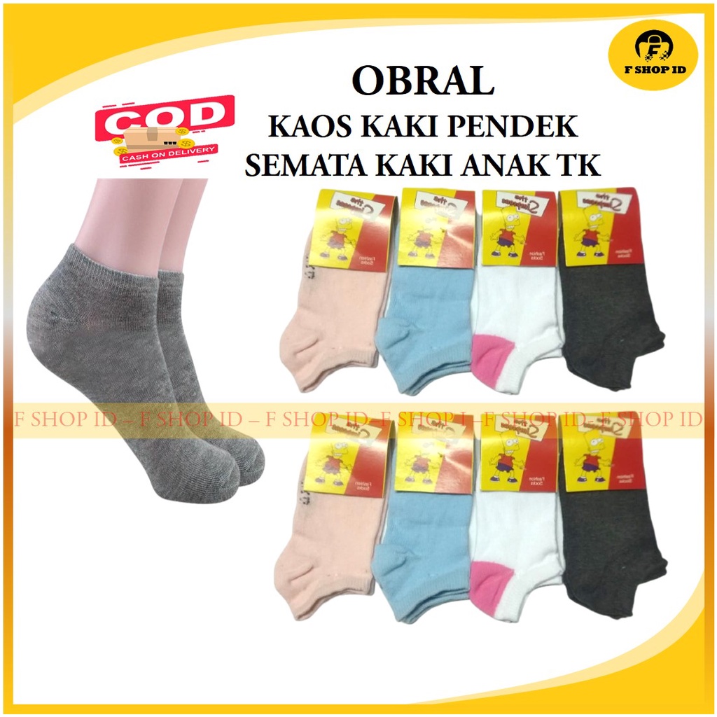 OBRAL Kaos Kaus Kaki Pendek Mata Kaki Semata Kaki Anak Perempuan Laki Laki Cewek Cowok Pria Wanita W