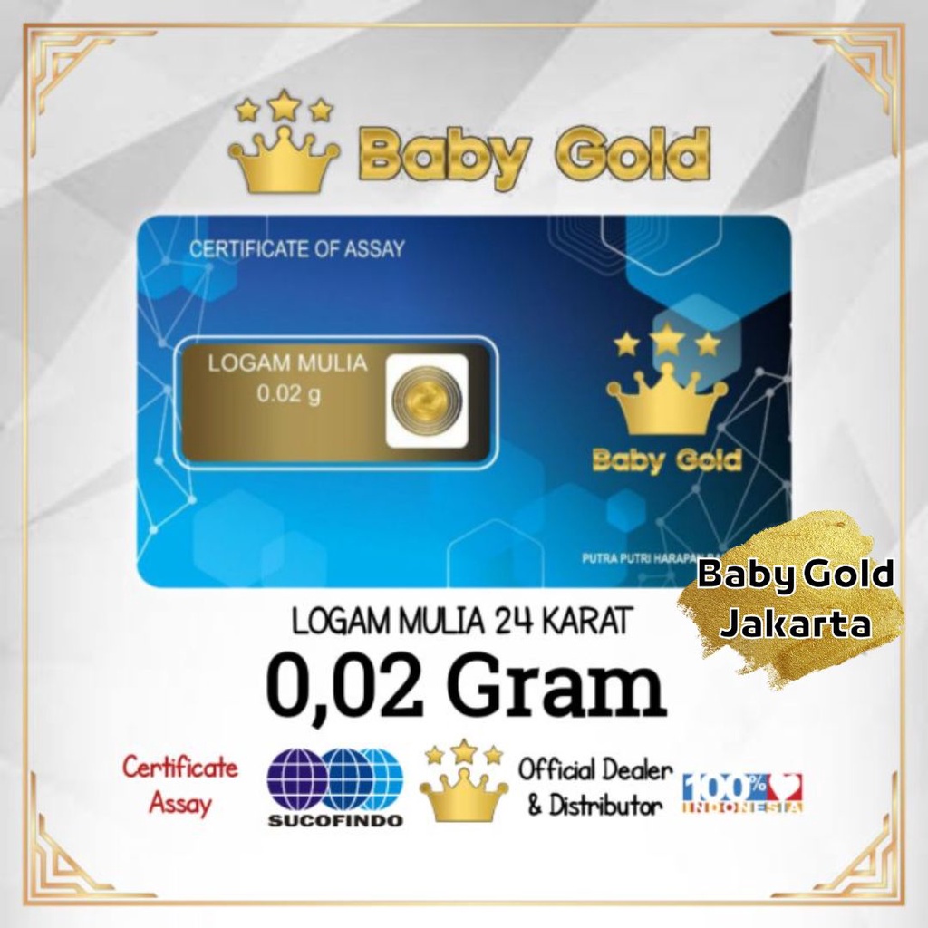 Baby Gold Emas Mini 0,02 gram Logam Mulia 24 Karat 0.02gr BabyGold Emas Murni 24K LM