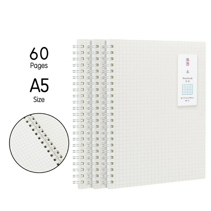 

JOURNALCARE.ID|| Spiral Notebook / Buku Spiral A5 60 Lembar Cover PP Transparant