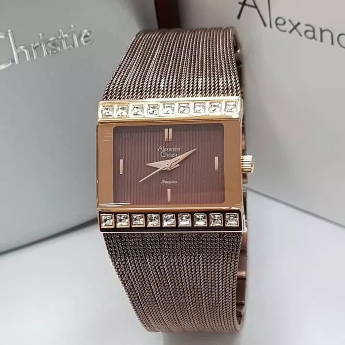 JAM TANGAN WANITA ALEXANDRE CHRISTUE AC 2561 BROWN ORIGINAL