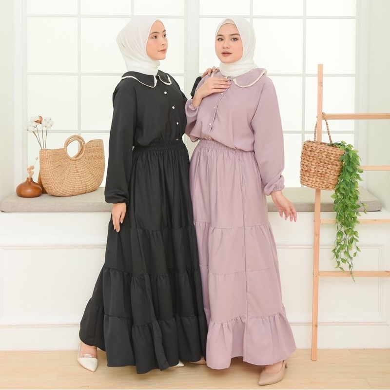 Setelan Rok Panjang Fashion Muslimah Syari Modern Outfit Remaja Kekinian Grosir Baju Cewek Termurah