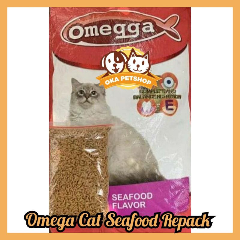 Omegga cat seafood kemasan repack 1kg / omega seafood