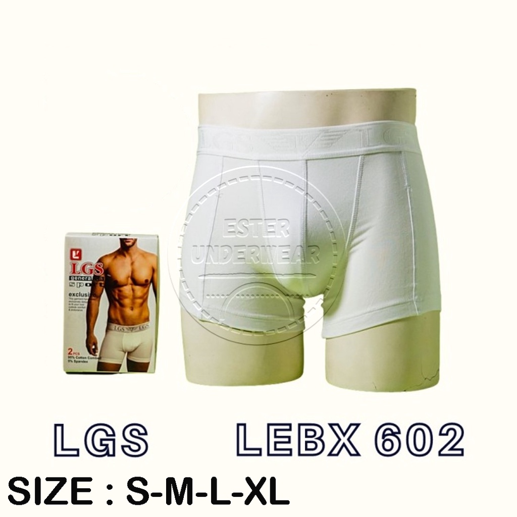 CELANA BOXER PRIA LGS 602 ISI 2Pcs |CELANA LGS SERI PUTIH