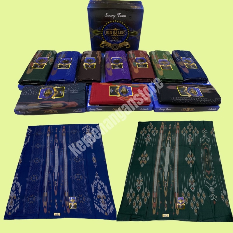 Sarung Tenun Bin Saleh Idola Gold Kembang Motif 3 Warna / 3W Grosir (Per 10 Biji / Pcs) Murah