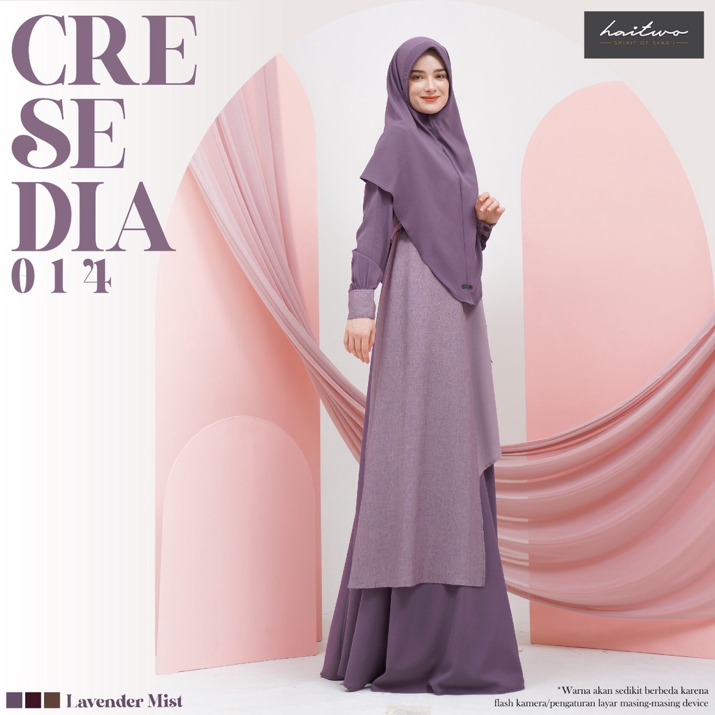 Haitwo Cresedia 014 Set Gamis dan Jilbab Dress Wanita Muslimah Syari Jubah Polos OOTD