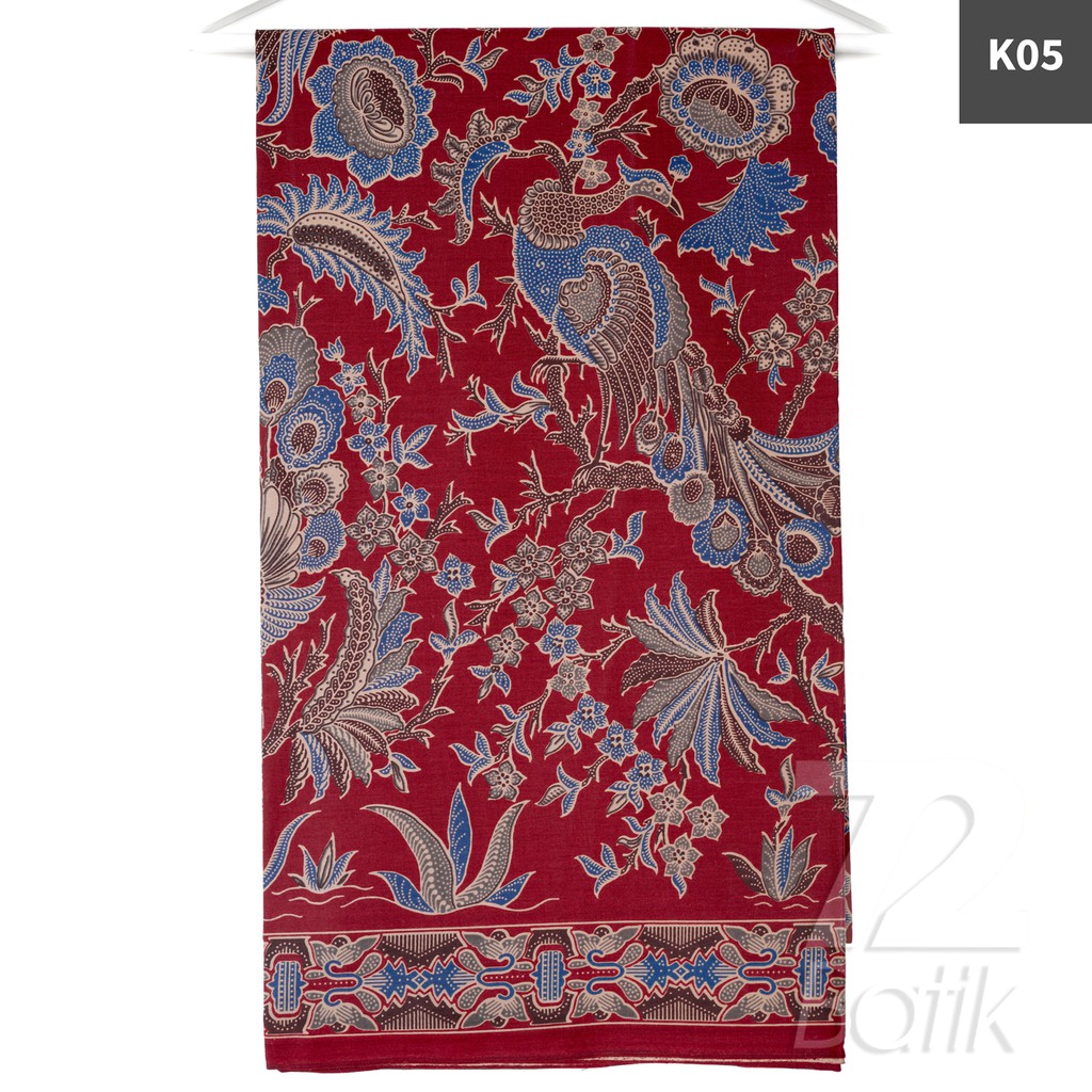 KAIN BATIK PREMIUM Bahan Katun Motif Burung Merak Warna Merah Abang 721391 Cap 72 Jarik Jarit Samping Kebat Panjang Batik Katun Modern Premium Bahan Seragam Batik Pernikahan Kantor Keluarga Murah Kamen Jadi Batik Bali Lembaran