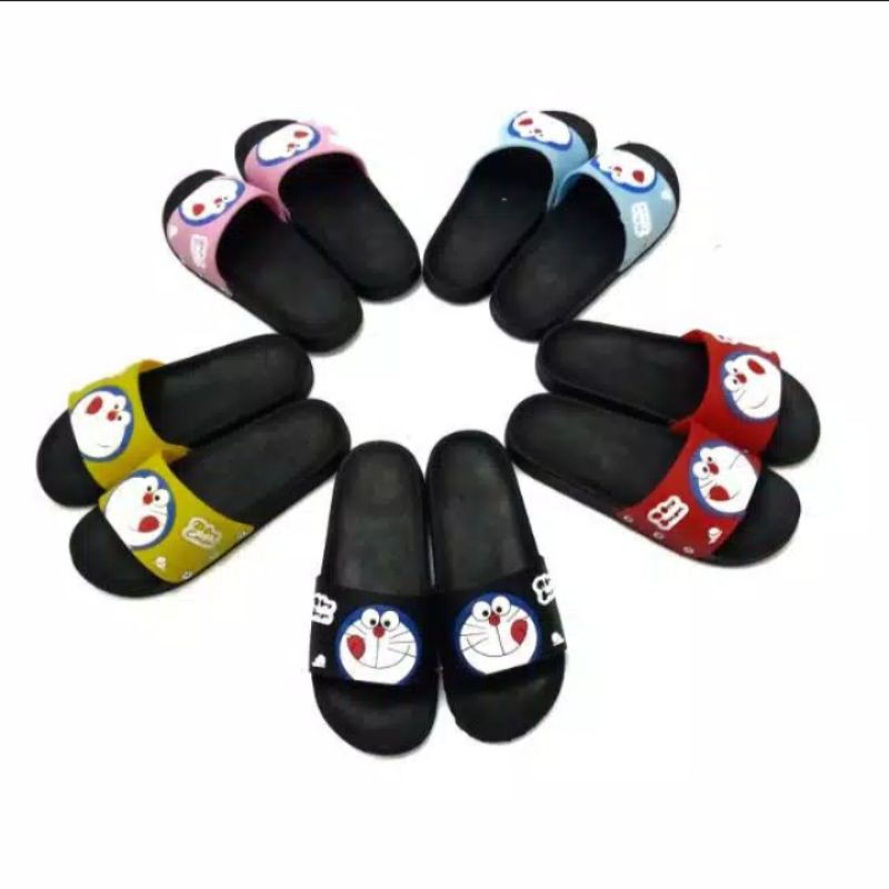 Sandal Slip Wanita Sol Karet Motif Doraemon