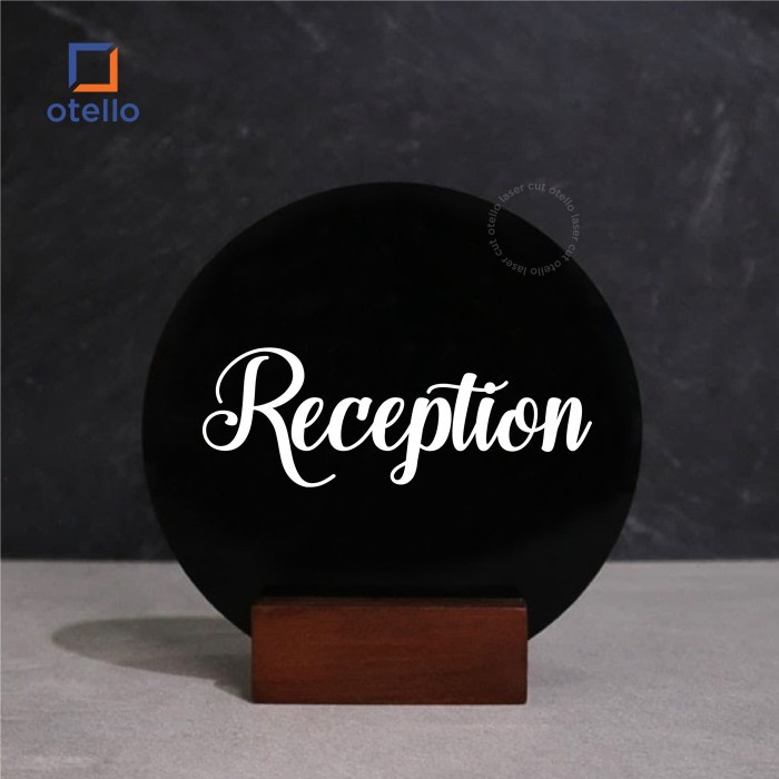 Reception Sign Meja Akrilik Table Desk Signage Papan Duduk Acrylic