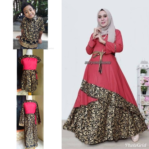 Couple Batik Ibu Anak Baju Gamis Batik Baju Pesta Muslim Batik Anak 725 Shopee Indonesia