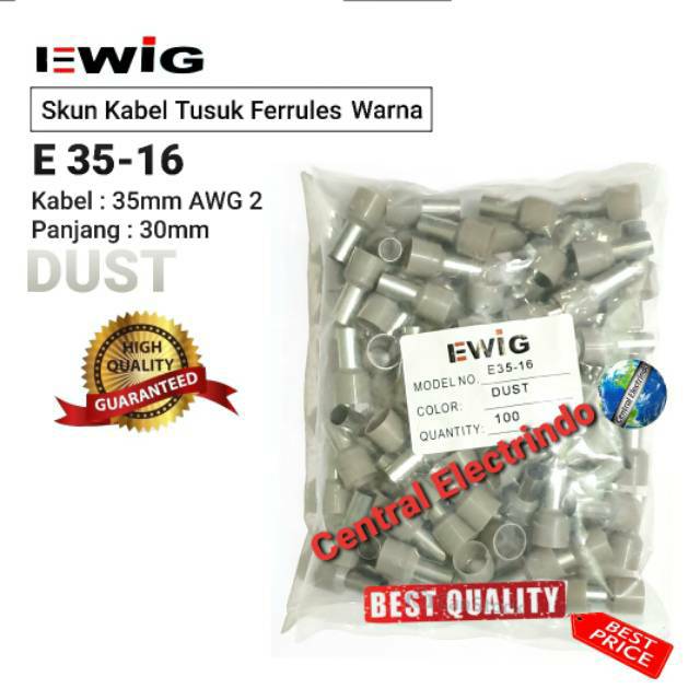 Skun Kabel Ferrules Warna E 35-16 Kabel 35mm AWG 2 EWIG.