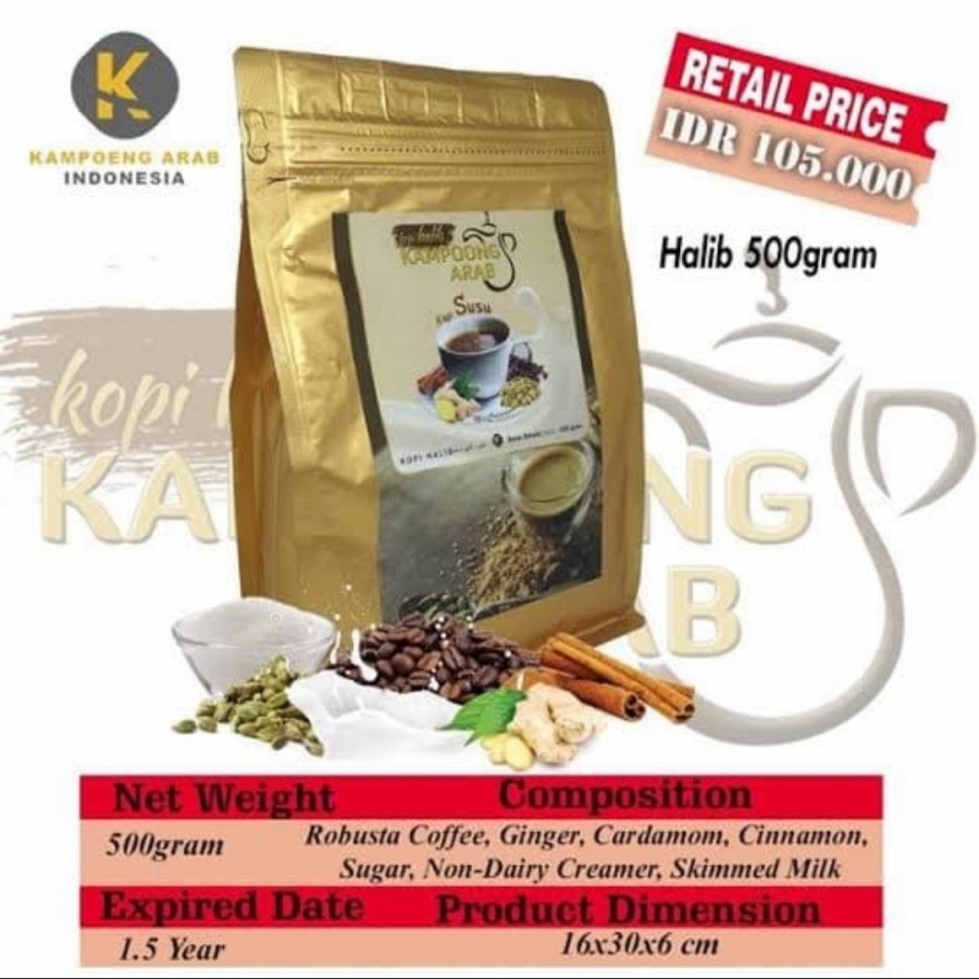 

Kopi HALIB Kampoong Arab Kopi Rempah Susu 500gr