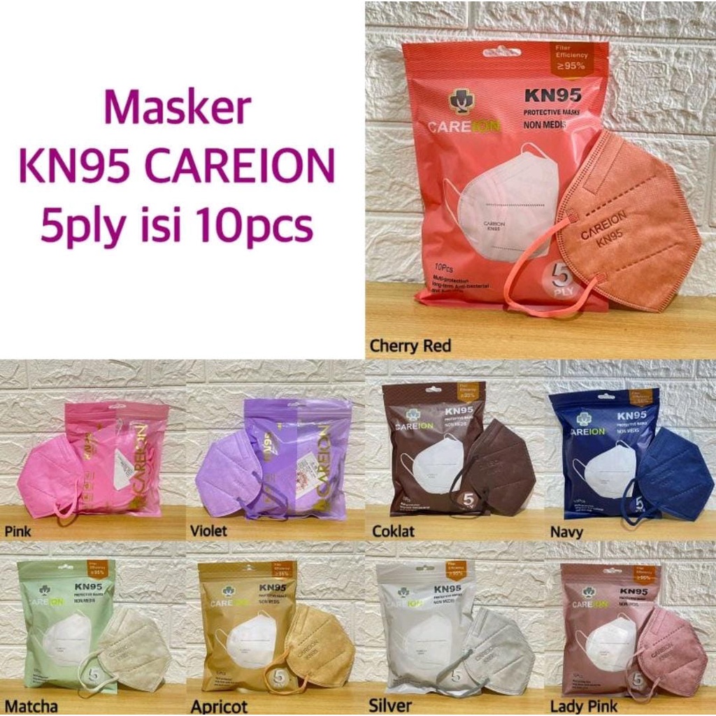 Masker KN95 Careion Warna Warni Isi 10pc Masker KN 95 5ply Careion Face Mask isi 10pc