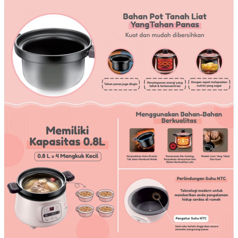 ELEK123 SLOW COOKER EMILY NON STICK CLAYPOT 0,8 LITER ESC-35004