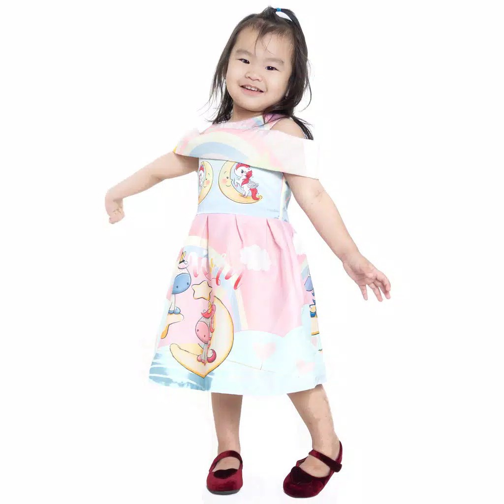 Dress anak satin/ PONY MOON / dress anak terbaru / dress satin anak import / baju pesta anak / kids