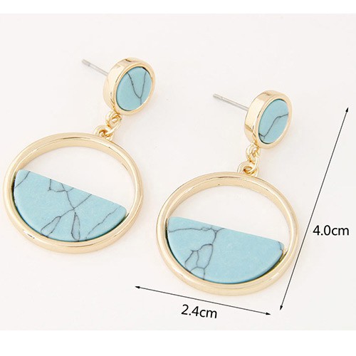 LRC Anting Tusuk Elegant White Semi-circle Gemstone Decorated Round Shape Earrings A46342