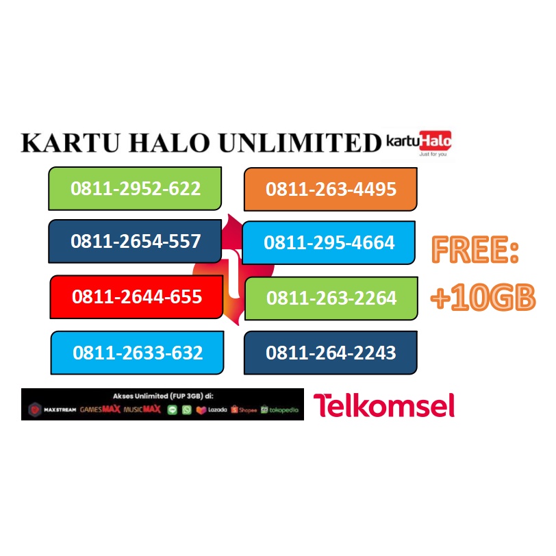 KARTU HALO UNLIMITED / NOMOR CANTIK / FREE KUOTA