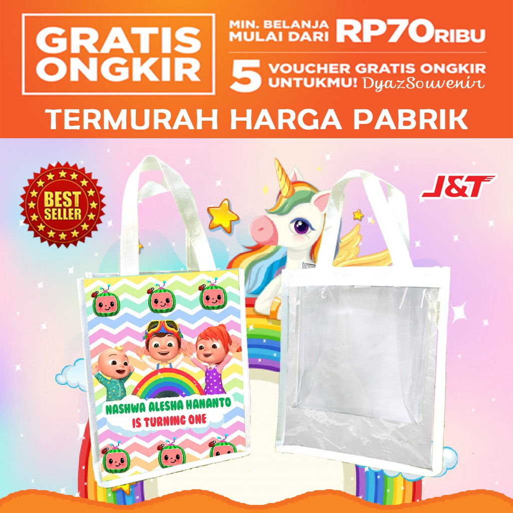 TAS DESAIN COCOMELON GOODIE BAG ULANG TAHUN MURAH SOUVENIR KIDS-1