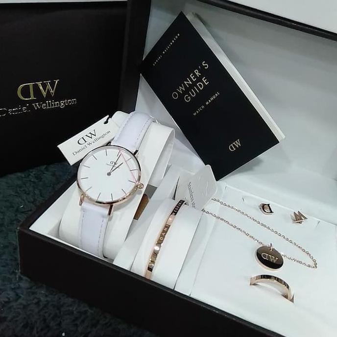TERBARU JAM TANGAN WANITA DANIEL WELLINGTON GIFT SET KALUNG 2425 TERLARIS