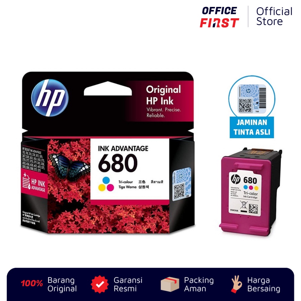 Tinta HP 680 Warna F6V26AA / untuk HP DeskJet ENVY OfficeJet Tri Color