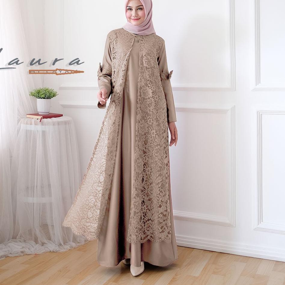 Model Baru Gamis Brukat Nadine Kombinasi Moscrepe Gamis Brokat Busui Bumil Muslimah Wear Masa Ki Shopee Indonesia