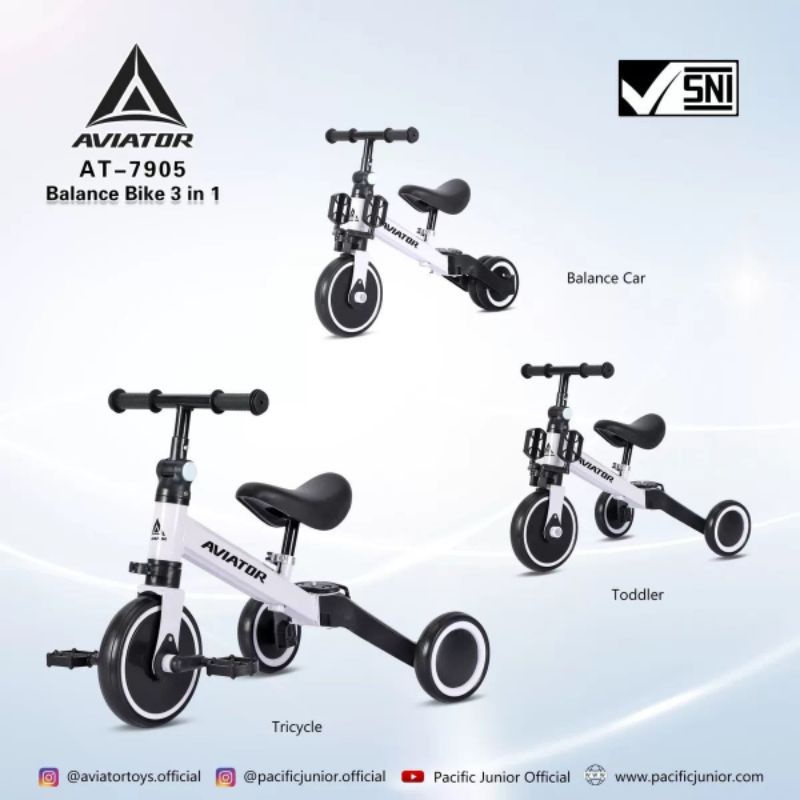 Sepeda Roda Tiga Balance Bike Tricycle 3IN1 AVIATOR AT7905/EXOTIC BALANCEBIKE