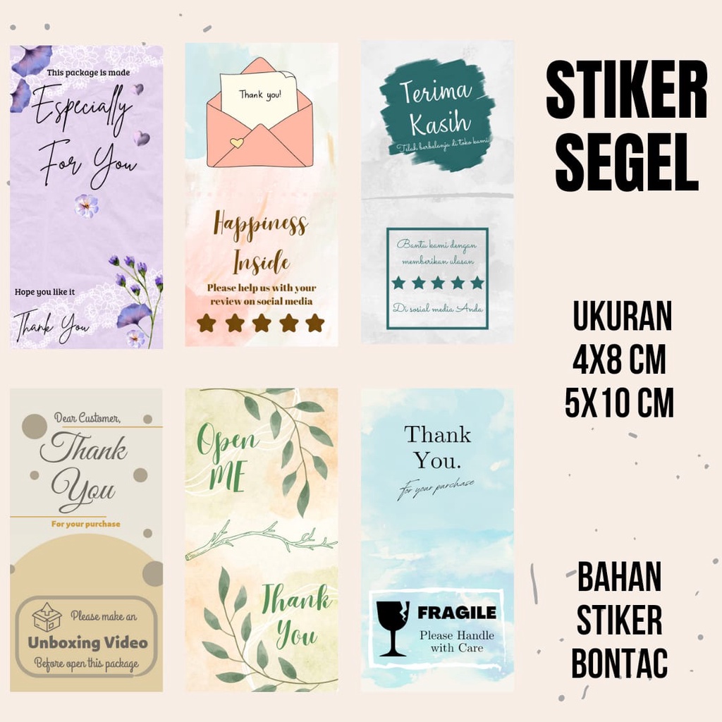 

Stiker Segel Thank you Sticker Seal Box Olshop Label Packaging Online Shop