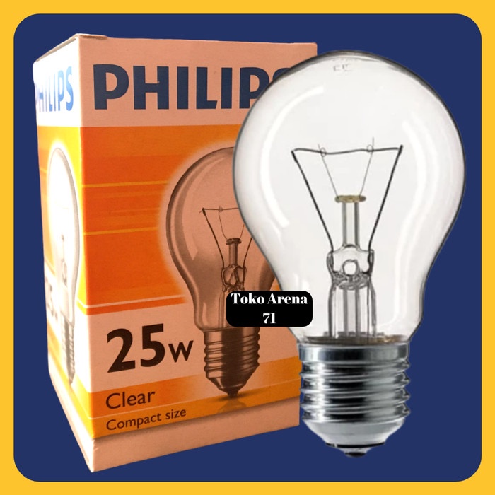 Bohlam Lampu Pijar Philips Classic 25 Watt 25W 25Watt 25 W Clear
