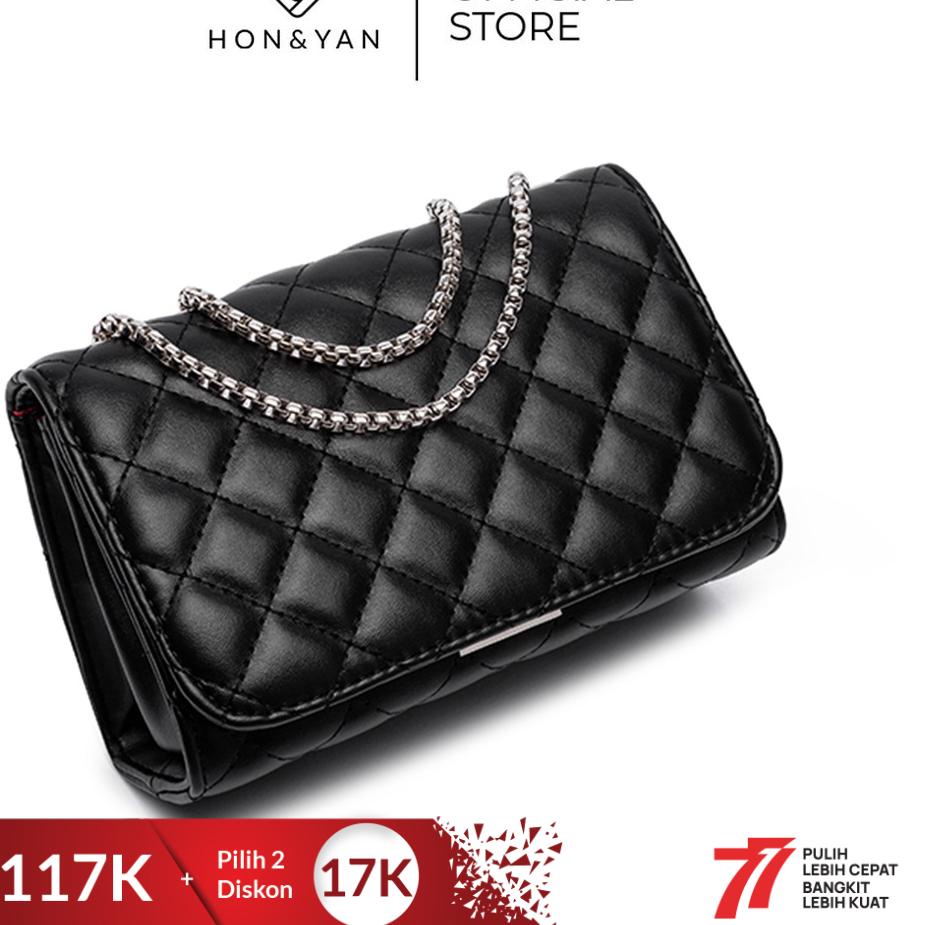 Siap Kirim.. [HONYAN] Tas Import Wanita Selempang Sling bag Tali Rantai Quilted  Korea Mini - Hana S