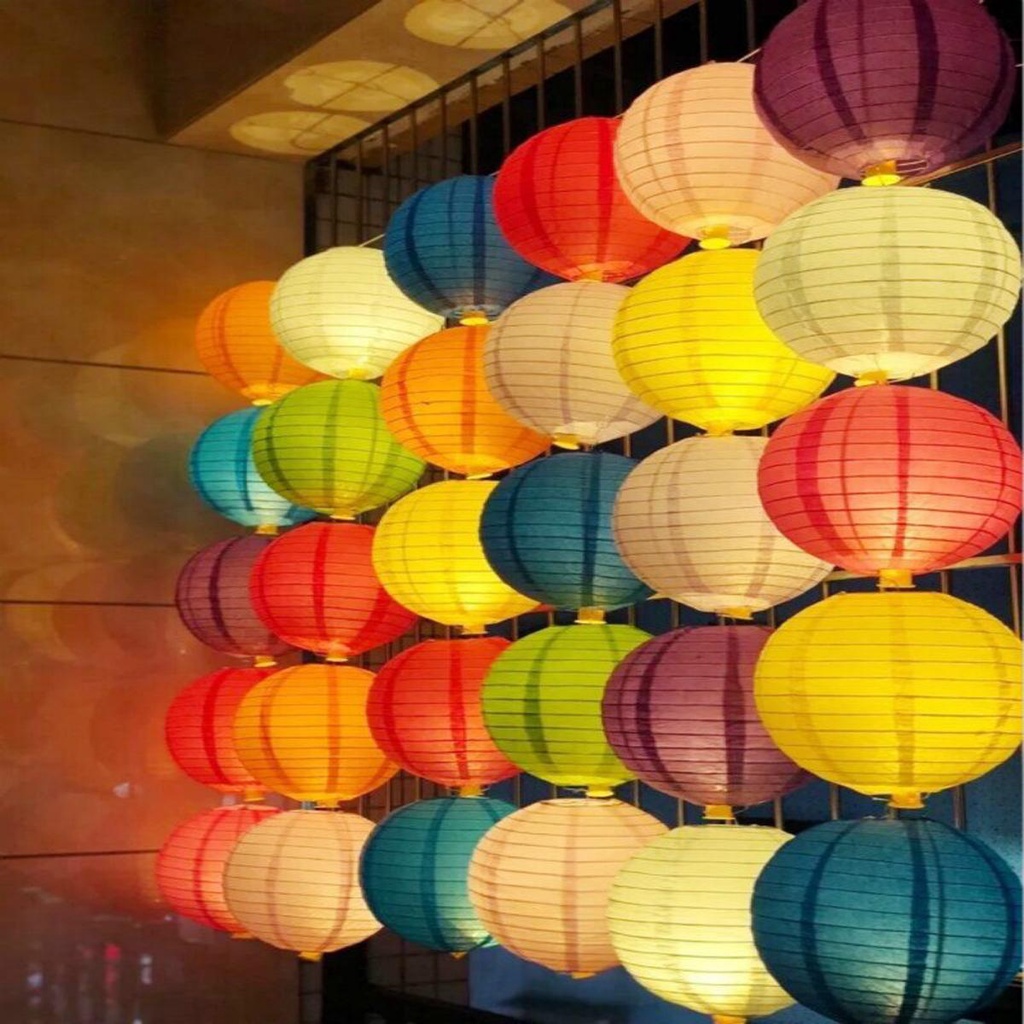 [Elegan] Lampion Kertas Baby Shower Dekorasi Plafon Rumah Warna Warni Rainbow Bulat Hiasan Dekorasi