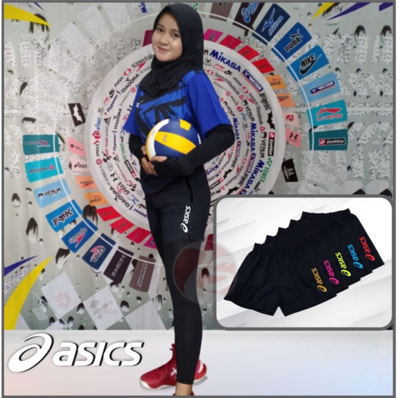 Celana pendek voli wanita celana pendek asics volley ball grosir celana voli murah short pants black