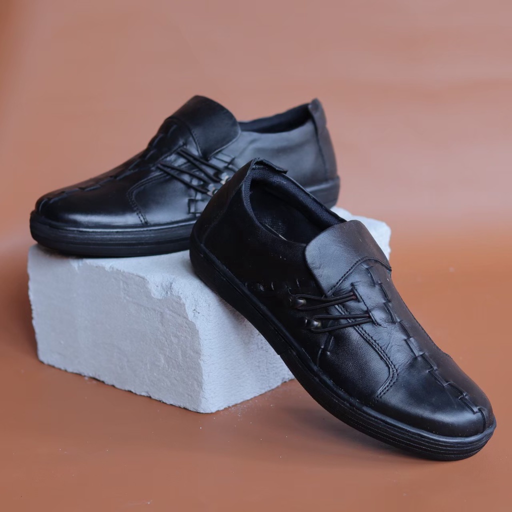 ENOZ X JACKSON - Sepatu Sneakers Pria Kasual Original Kulit Asli Sepatu Snaker Kerja Kantor Formal Cowo/Cowok Kuliah Sekolah Anak Remaja Trendy