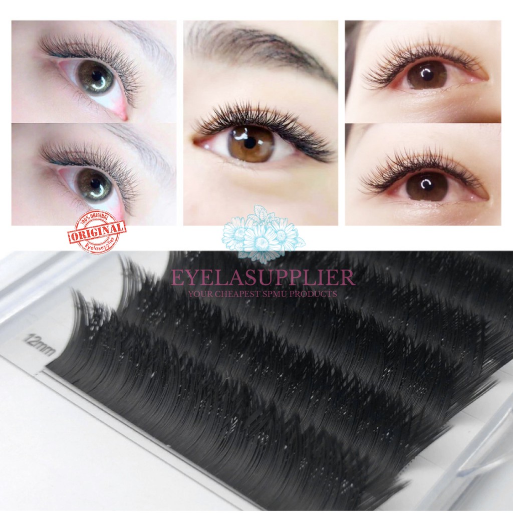 Nagaraku V-Shape Ellipse Easy Fans Eyelash Extension Russian Volume Tanam Double Bulumata 0.15 V