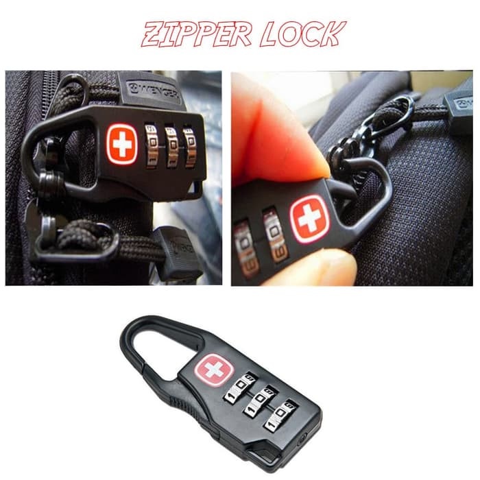 Zipper Lock Kunci Gembok Nomor Kode Password Swiss Travel Luggage