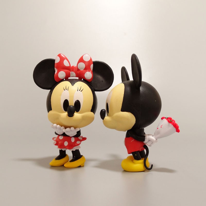 Mickey Mouse Minnie Mouse Mainan Set Figure Chibi isi 2pcs