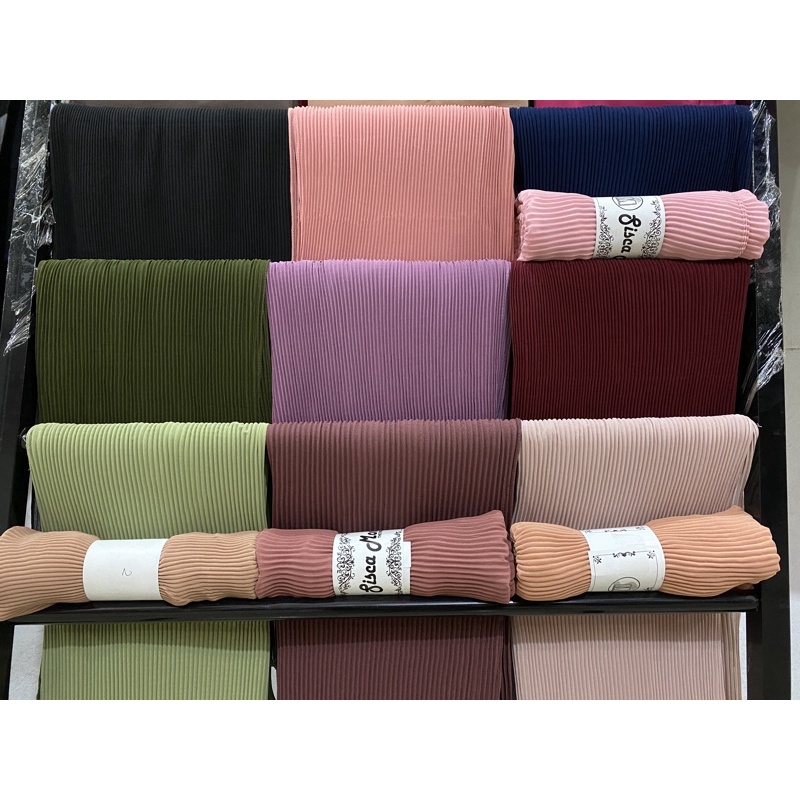 Premium Pashmina Full Plisket Ceruty Babydoll | Hijab Pasmina Lidi | Kerudung pleats