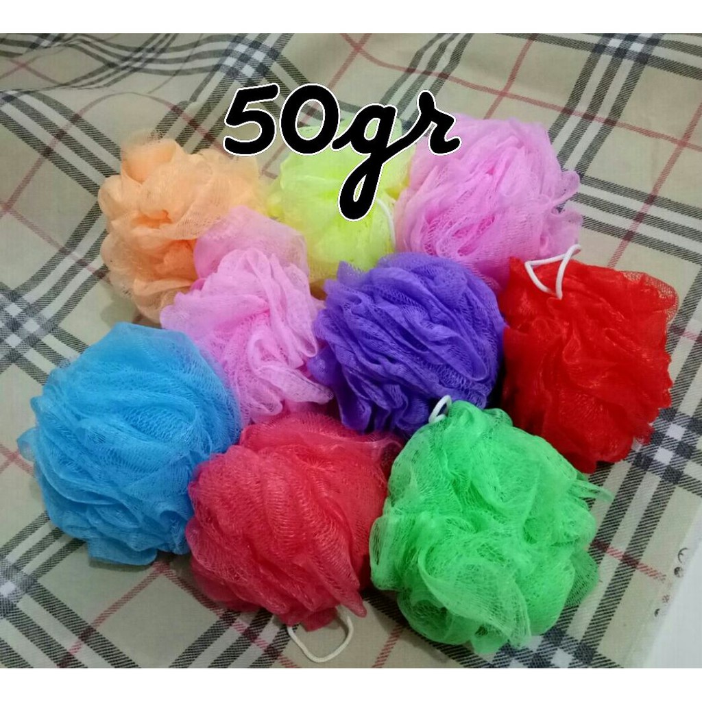 50gr Bath Sponge Spon Mandi Spons Busa Bola Sabun Puff Ball