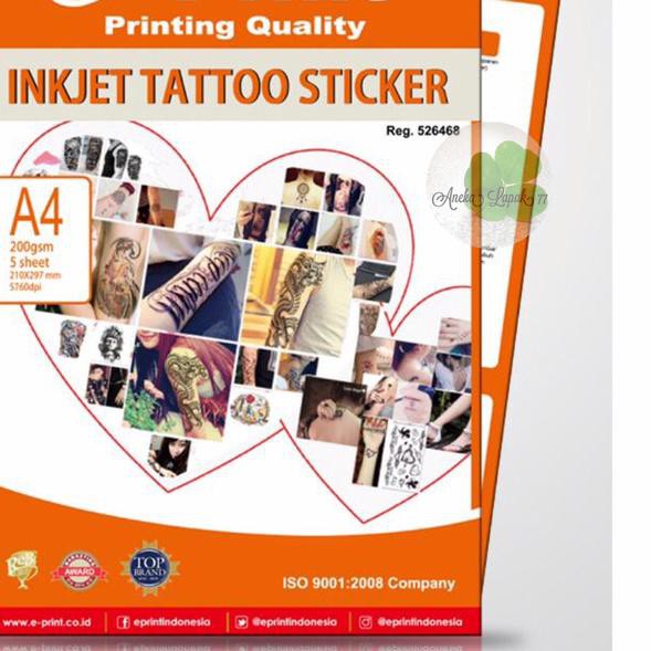 

E-print inkjet tattoo sticker 200 gsm/5 lbr kertas buat tatto sendiri