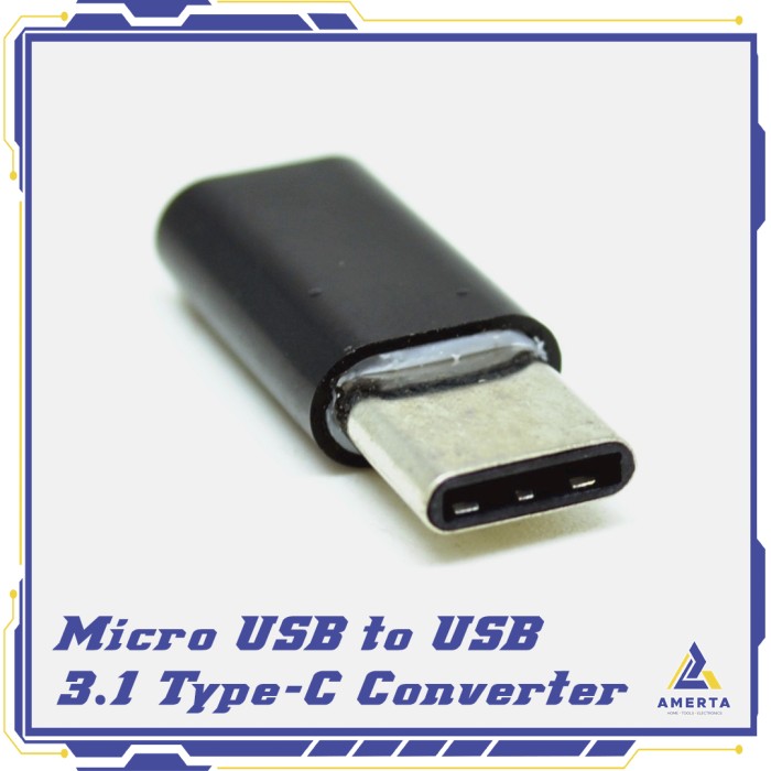 Taffware Plastic Fitting Micro USB to USB 3.1 Type C Adapter Converter