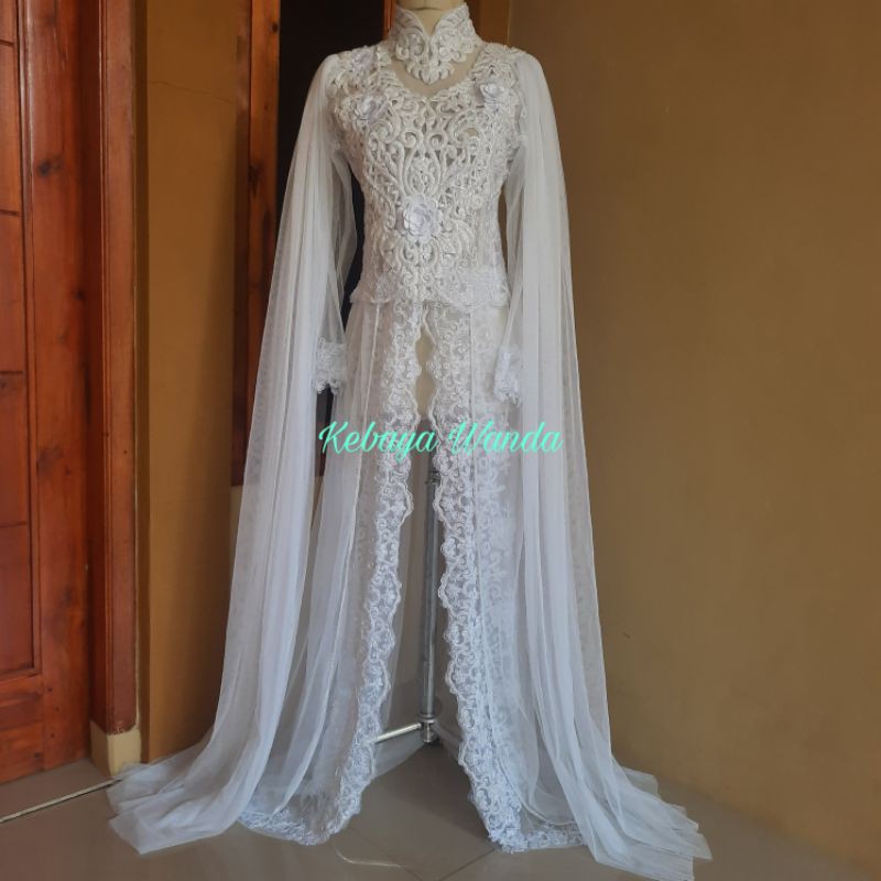 (Ready) Kebaya Akad Slayer Pundak Full Payet / Kebaya Akad Nikah / Kebaya Pengantin / Wedding Dress