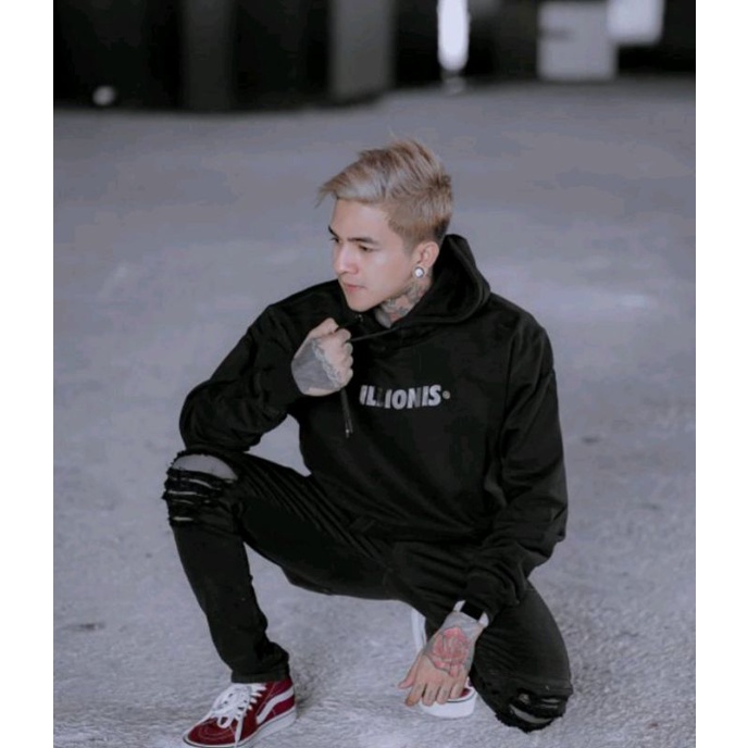 Sweater Hoodie Pria Distro ILLIONIS Original Bandung Bahan Cotton Flecce Sedia Big Size Jaket Pria J