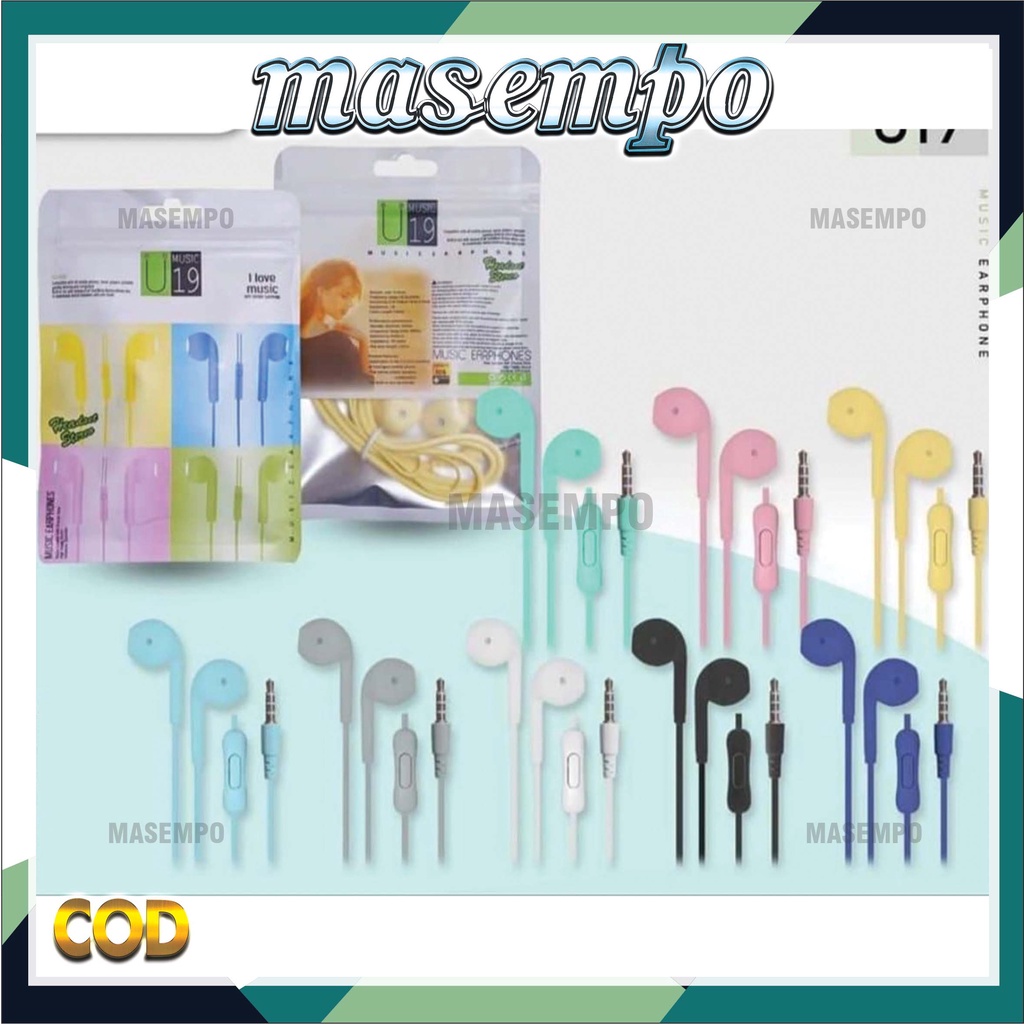 Headset U19 Macaron Hifi Extra Bass Earphone Macaron Matte Colour With Mic