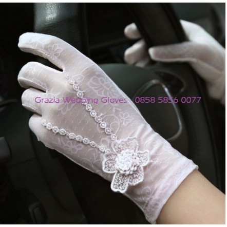 SR93 Beige Sarung tangan Pengantin Wanita Cream Touch Screen