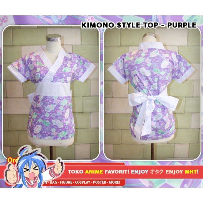 Atasan Kimono (Kimono Top) : Purple Fan