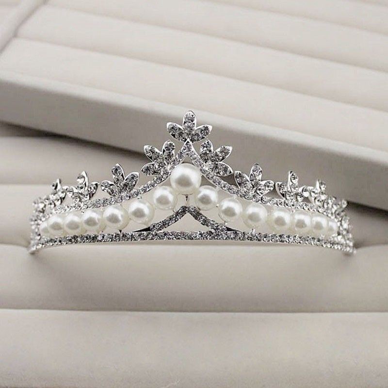 Aksesoris Rambut Wanita: Mahkota Tiara Dengan Bahan Kristal Berlian Buatan Dan Mutiara BARU